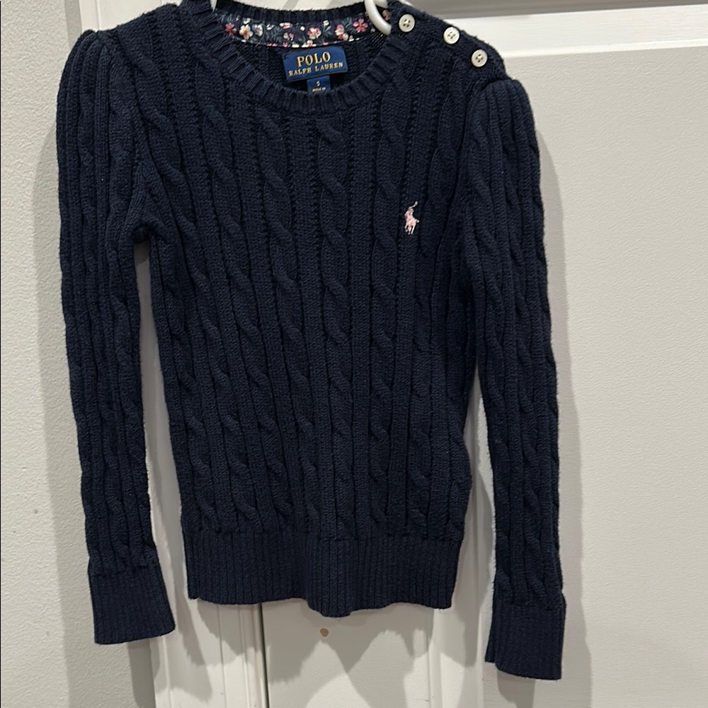 Polo by Ralph Lauren Navy Cable Knit Sweater Girls size 5